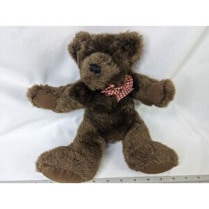 Brown Bear Plush 12 Inch Red Checkered Bow Tb Trading Co Stuffed Animal Toy